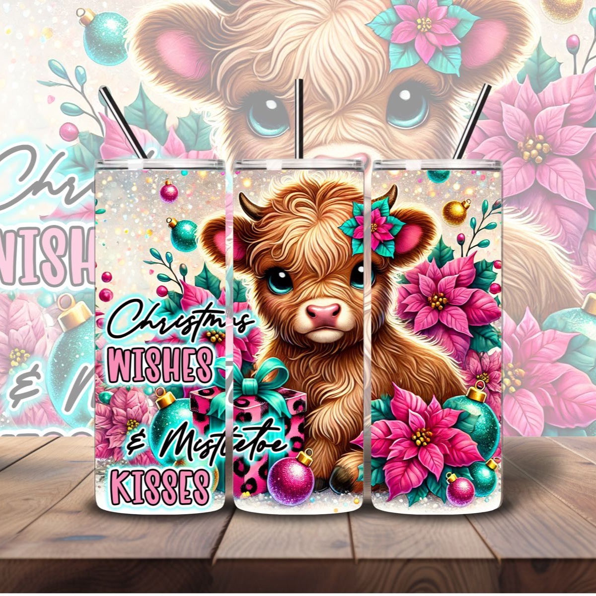 Christmas Highland cow Tumbler